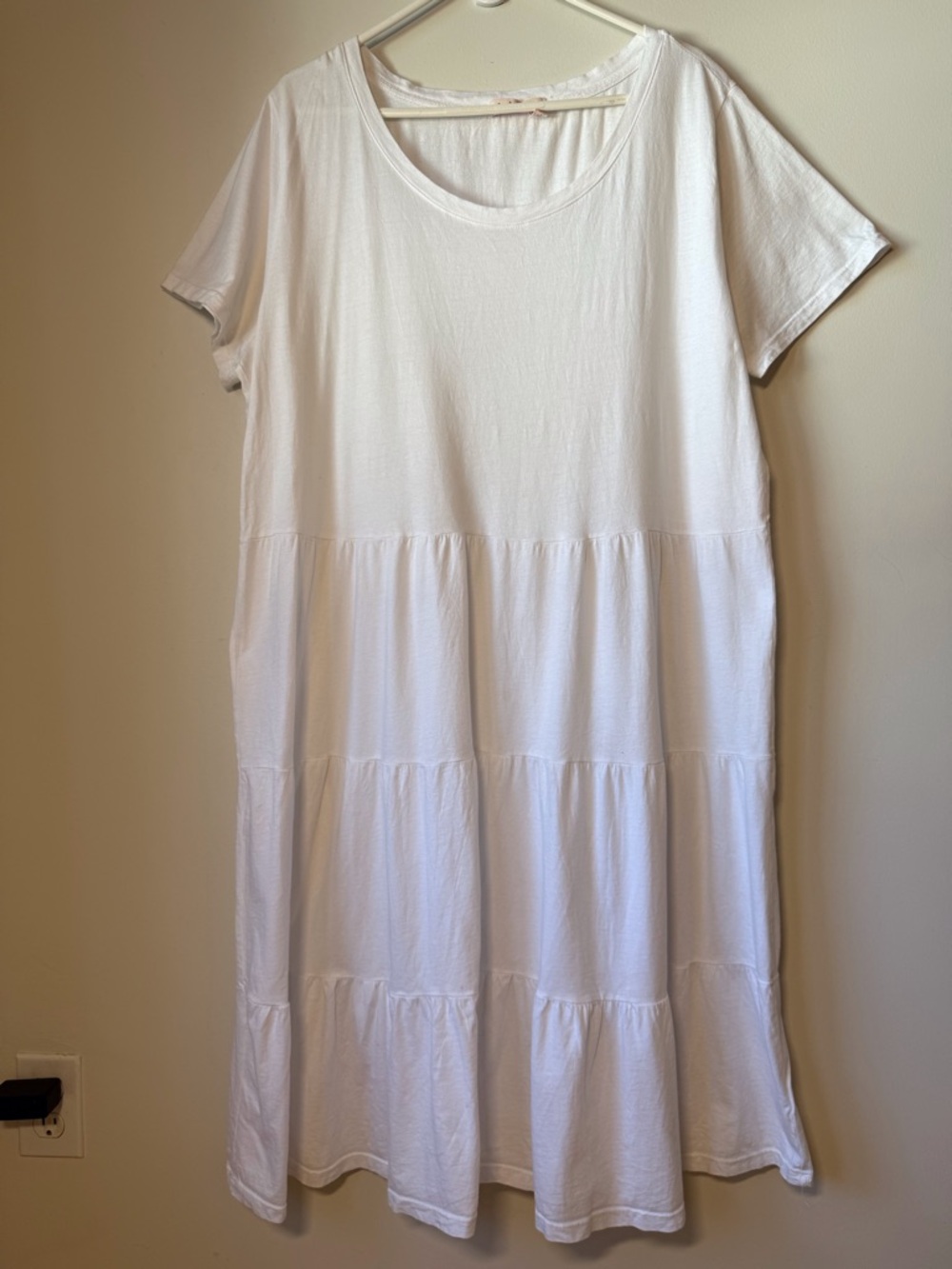 Fresh Produce white flounce dress cotton tiered short sleeve 1X